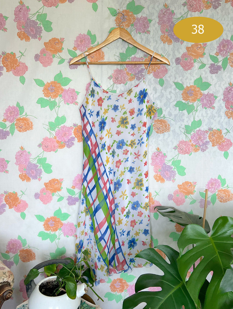 90's Mix of Prints Slip Dress