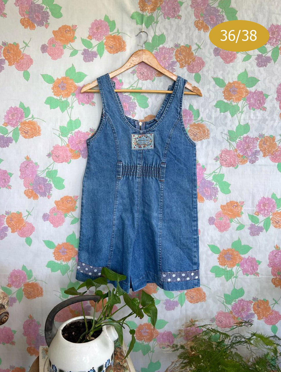 Vintage Denim Polka Dots Jumpsuit
