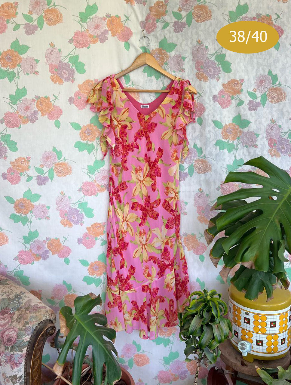 2000's Pink Floral Dress