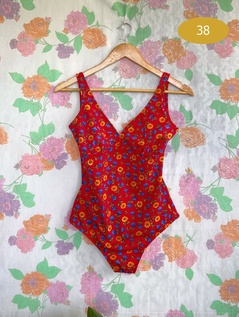 Red Flower Printed Swimsuit