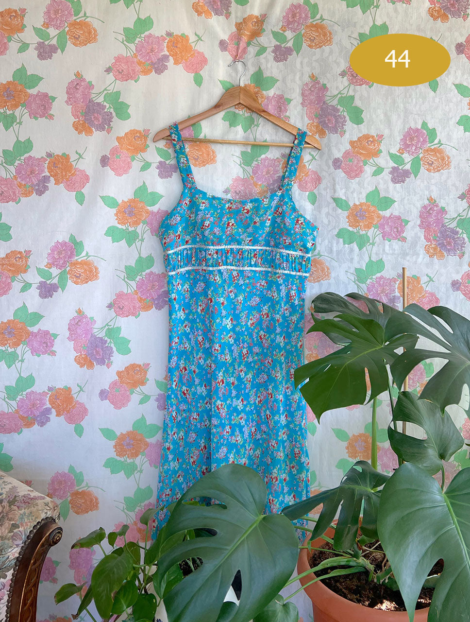 90's Dreamy Flower Blue Dress