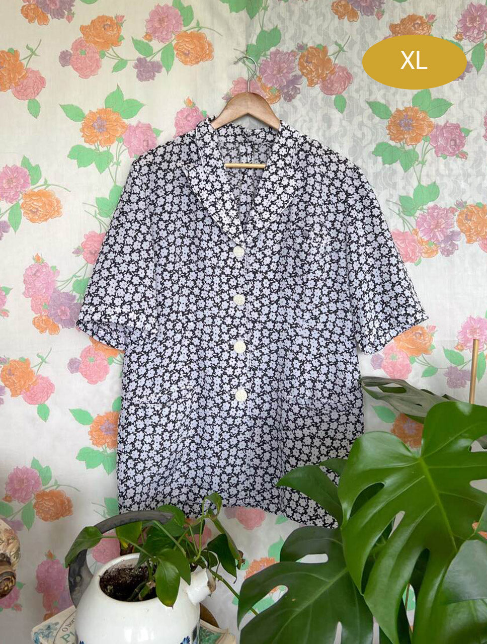 B&W Oversized Flower Shirt