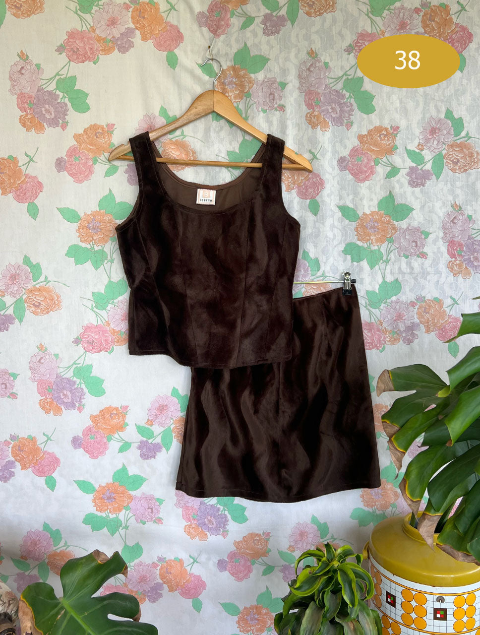 90's Brown Velvet Set