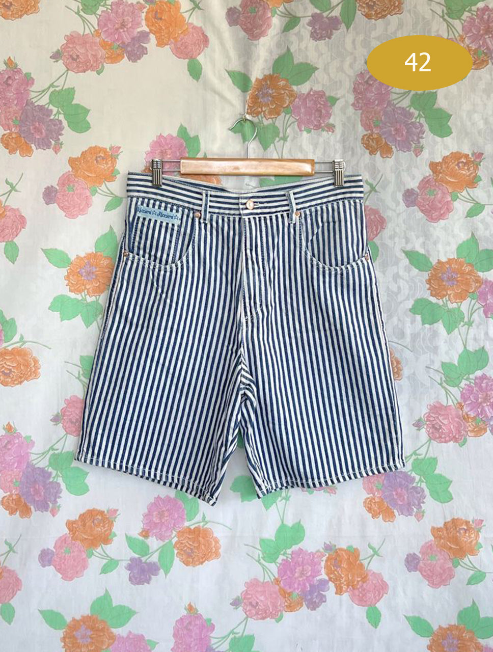 90's Striped Navy&White Bermuda