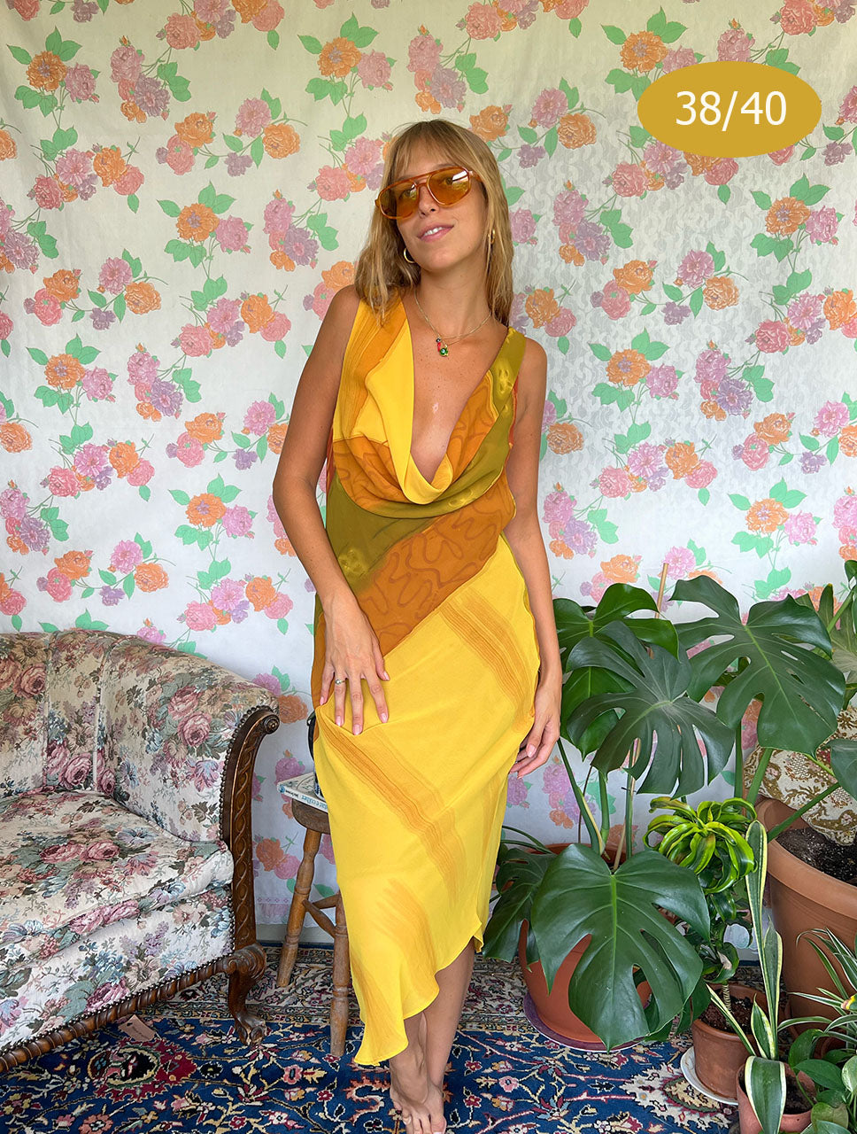 Unique Caramel 90's Dress