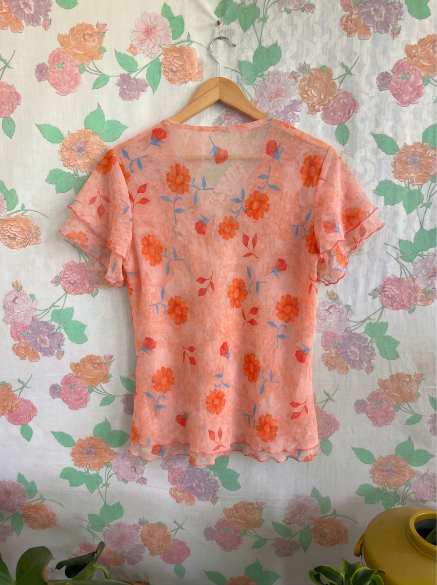 90's Sheer Floral Blouse