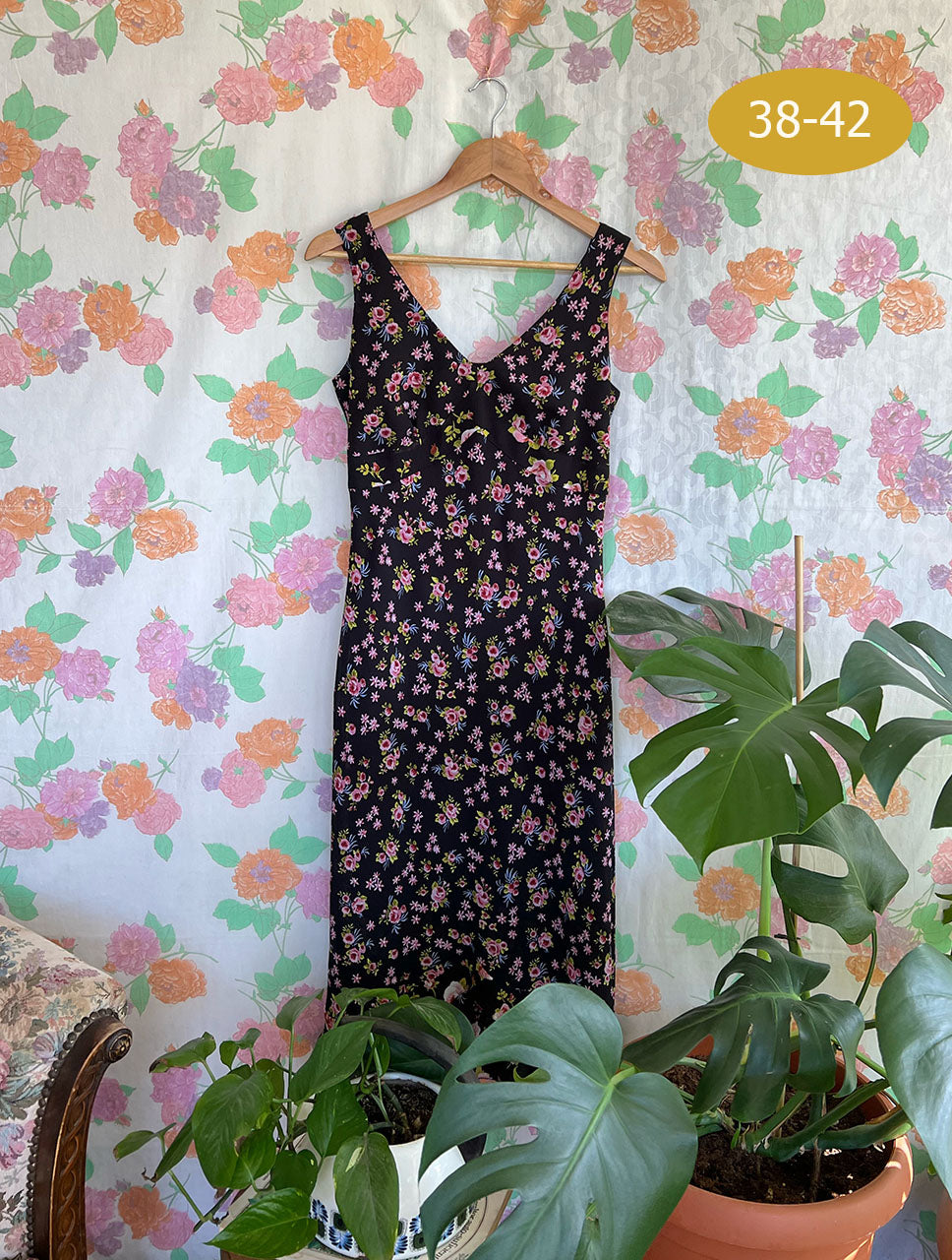 00's Black Flower Dress