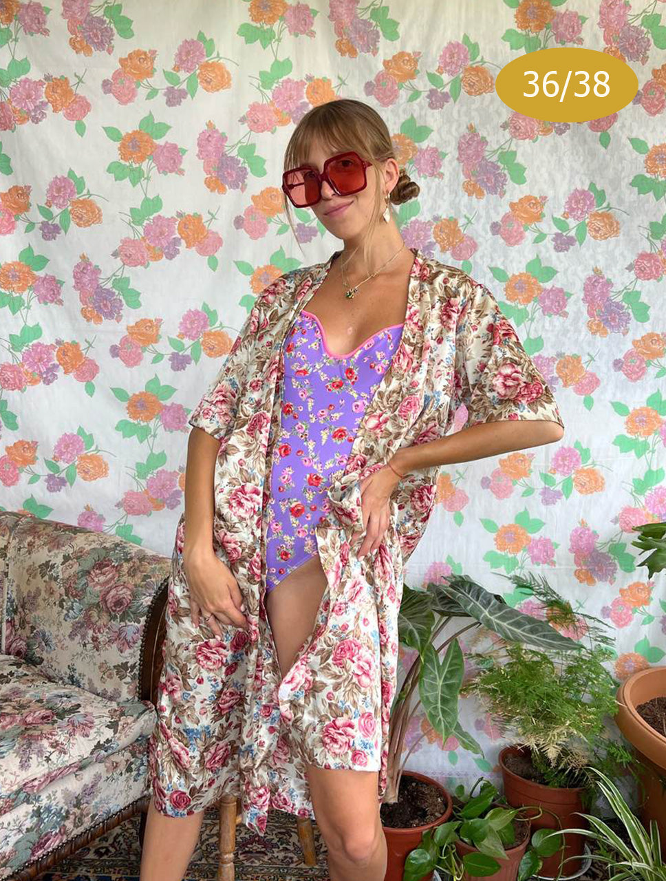Lilac Flowery Vintage Swimsuit