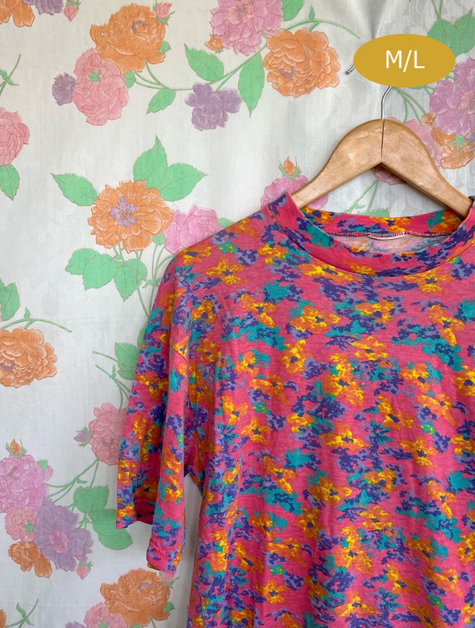 Pink Flowery 90's Collar T-Shirt