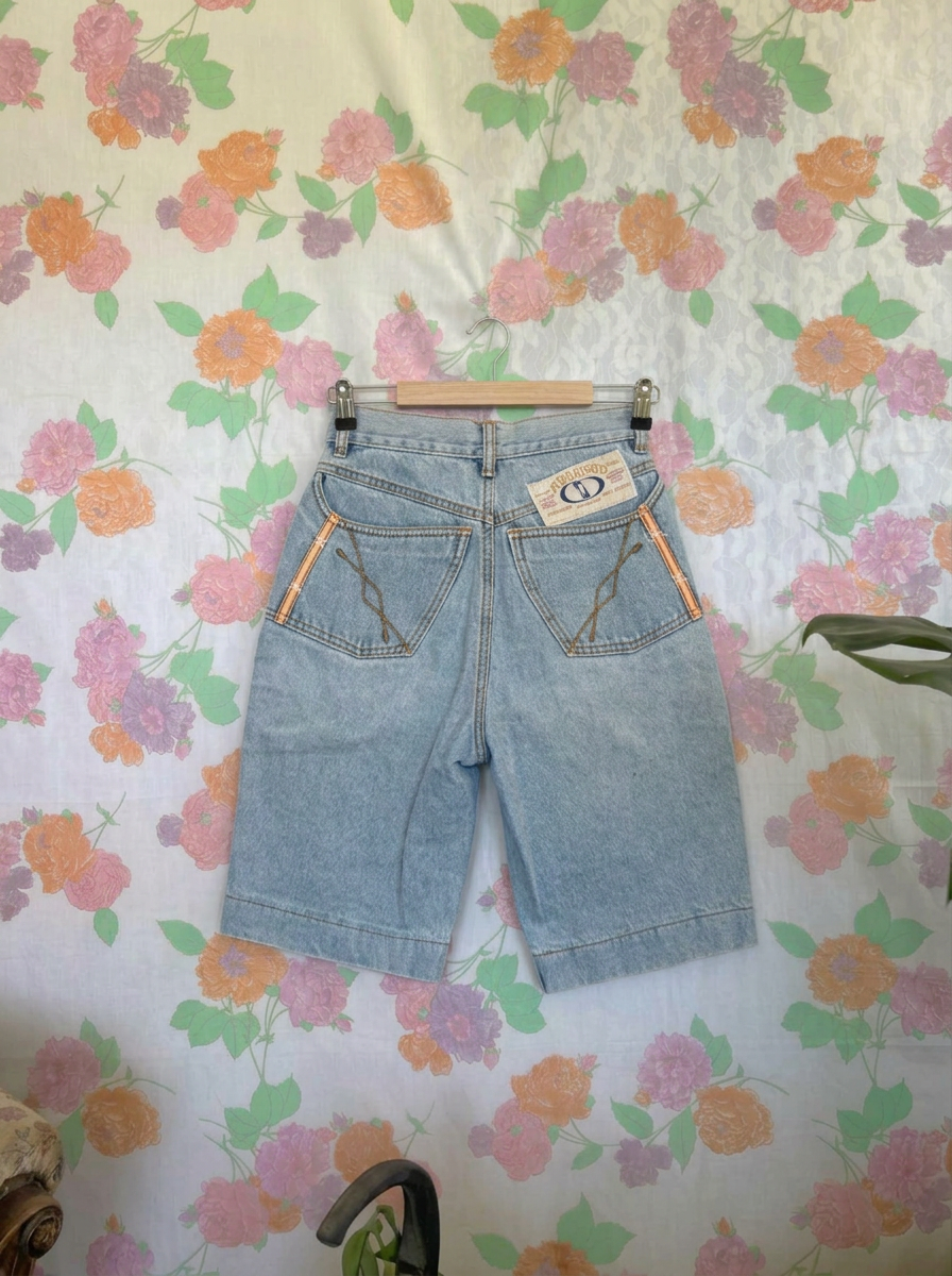 90's High Waist Denim Bermuda