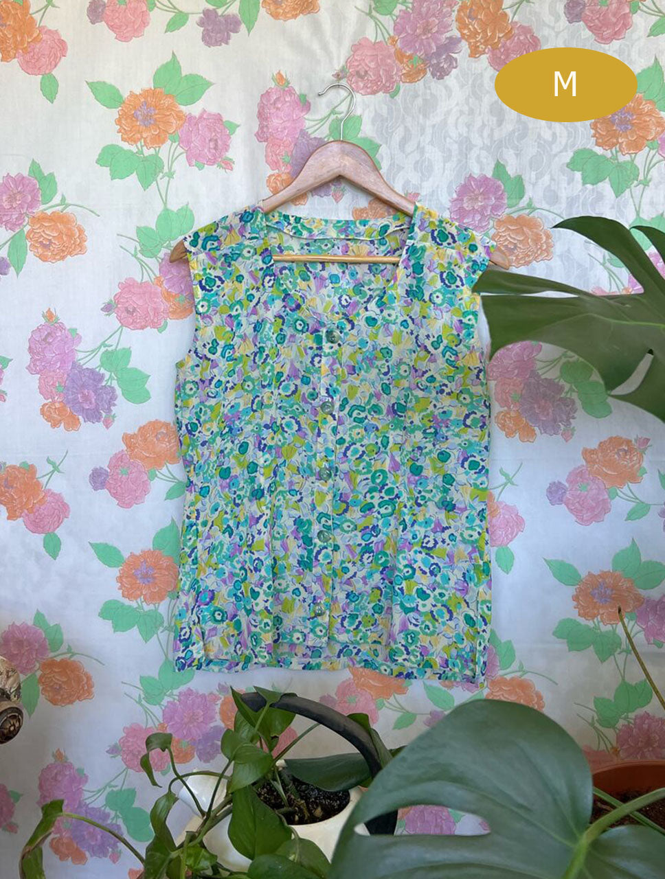 Sleeveless Vintage Flower Shirt