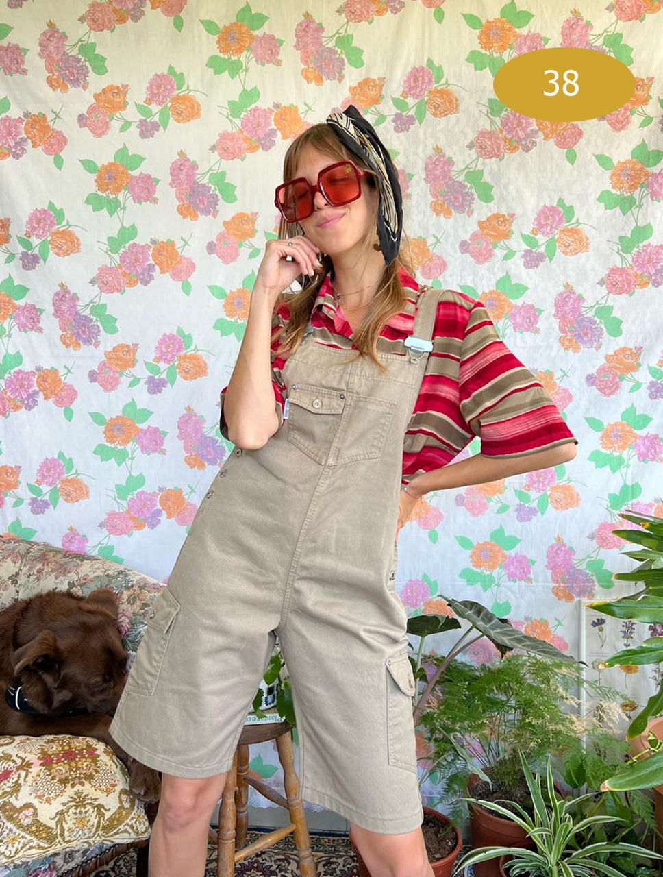 90's Kaki Cargo Jumpsuit