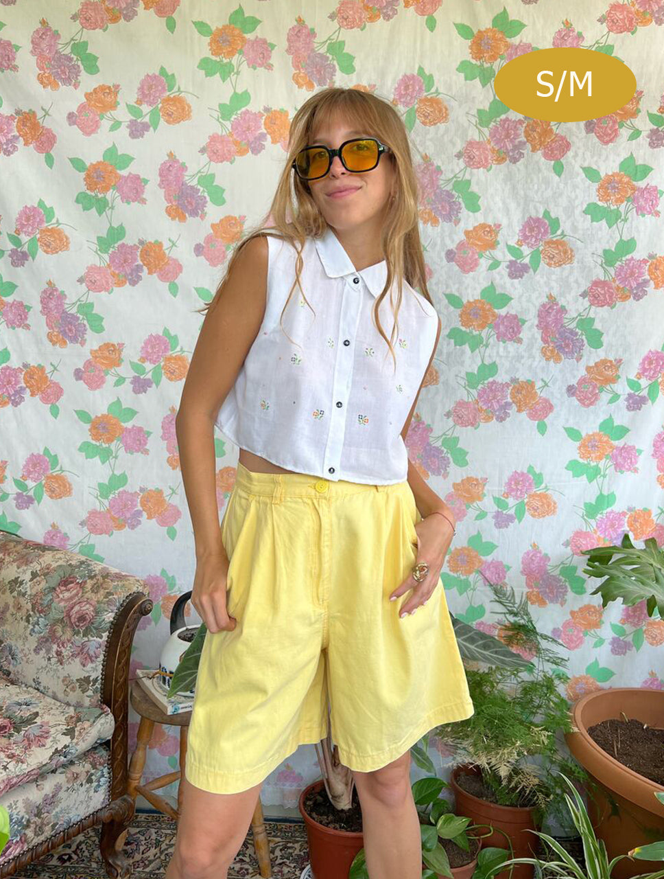 Vintage Collar Cropped Top