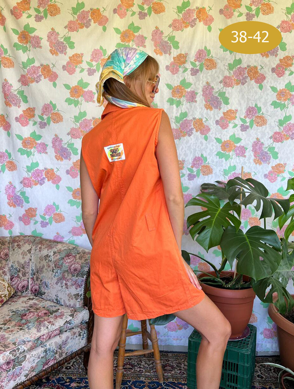 Orange Patch Vintage Jumpsuit