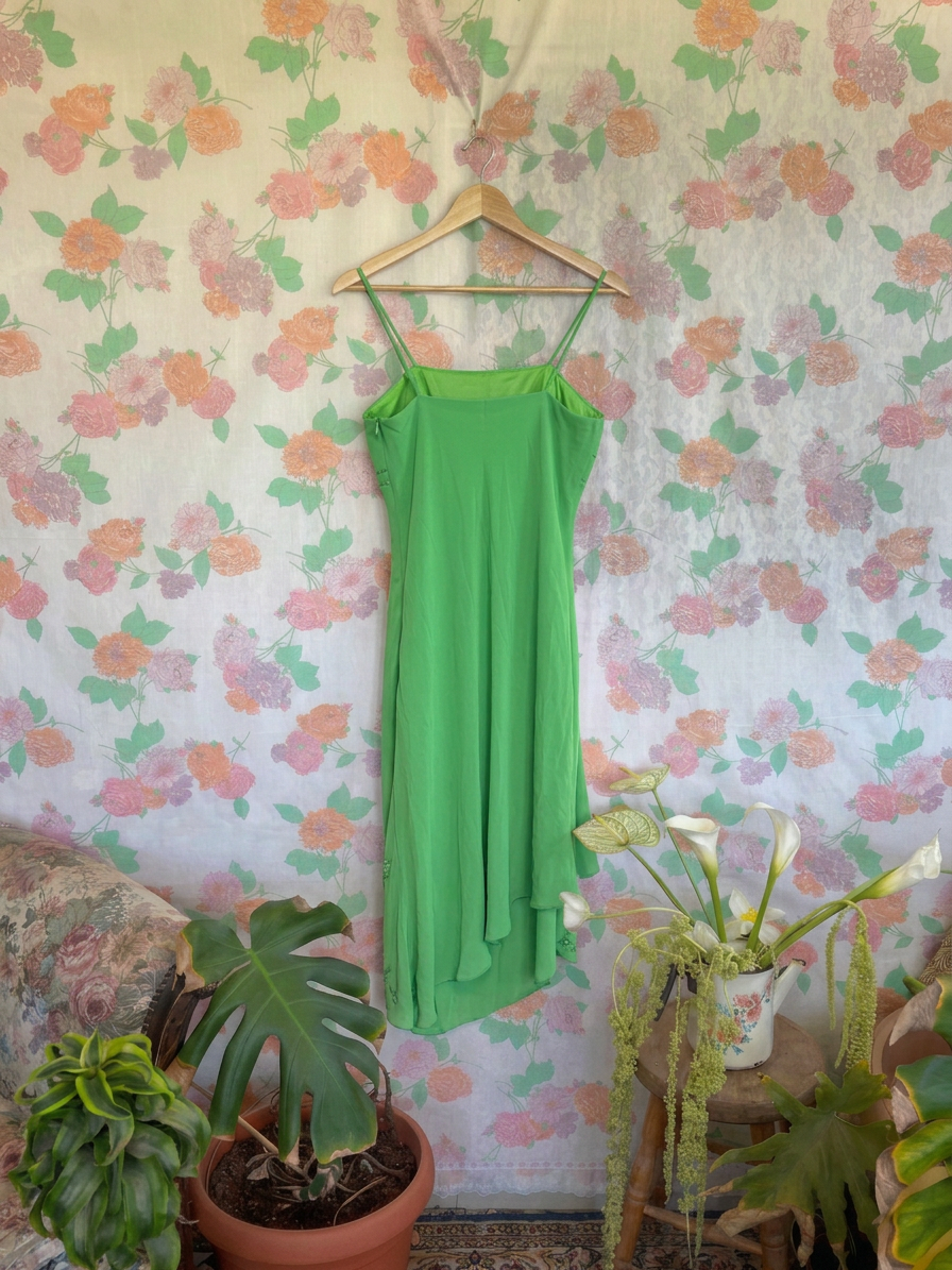 00's Embroidered Green Dress