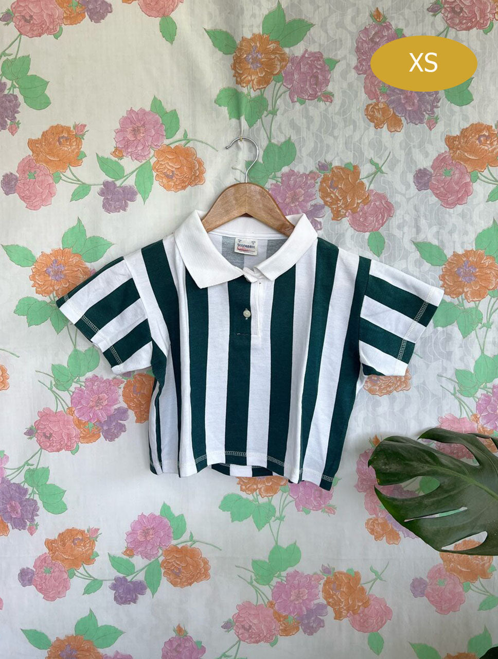 Cropped Striped Polo Shirt