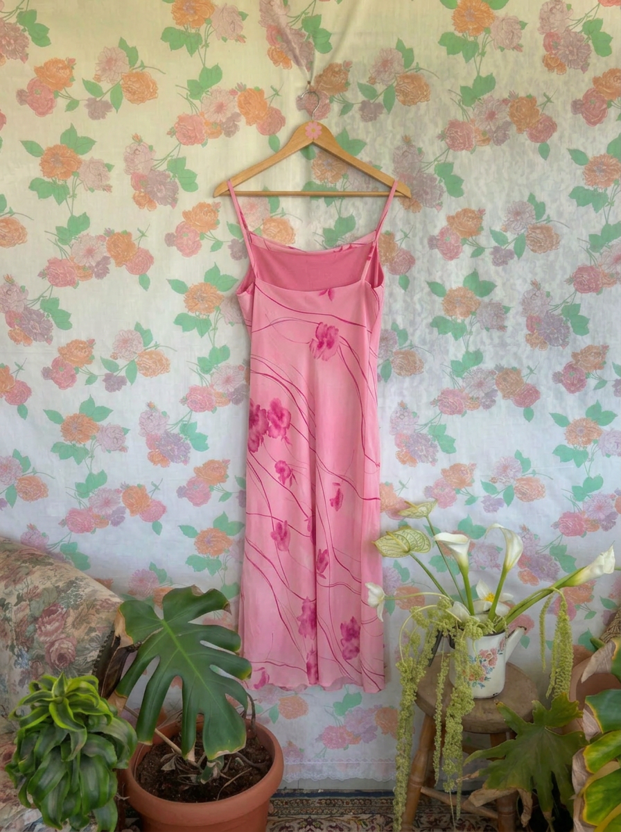 90's Pink Floral Slip Dress