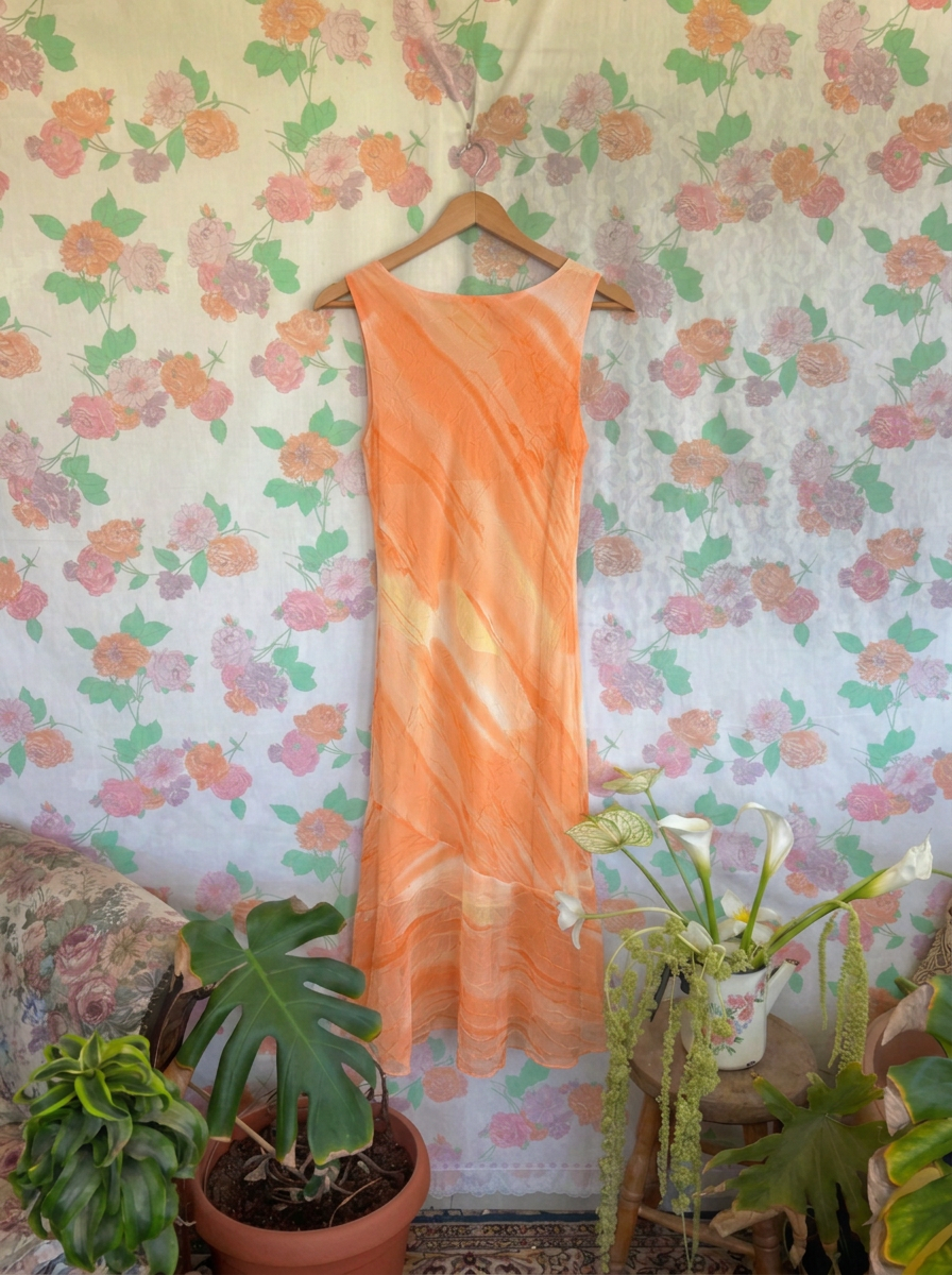 90's Orange Dyed Dress