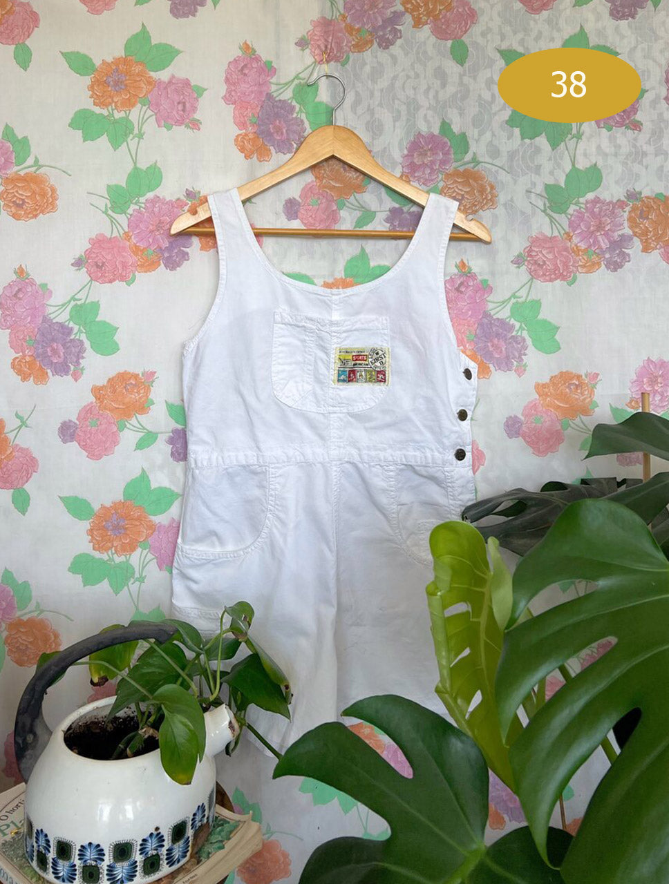 White Short Vintage Jumpsuit