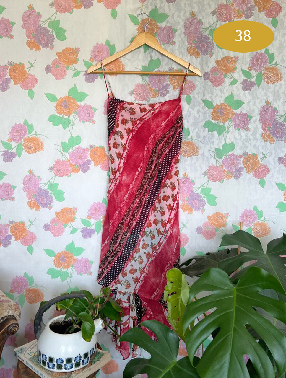 90's Roses Assimetric Slip Dress