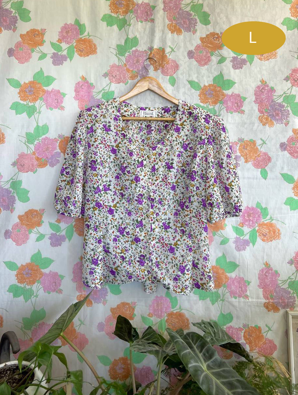 80's Lilac Flower Shirt
