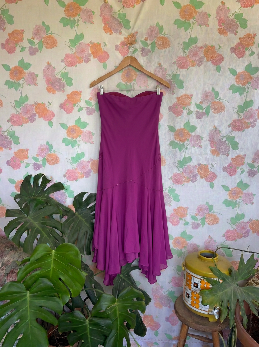 2000’s Fuchsia Strapless Beaded Dress