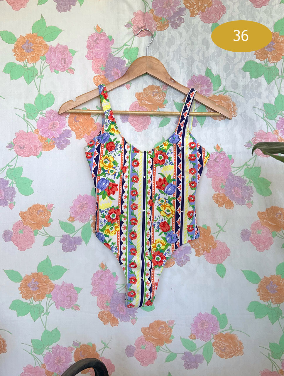 90's Detailed Printed Swimsuit