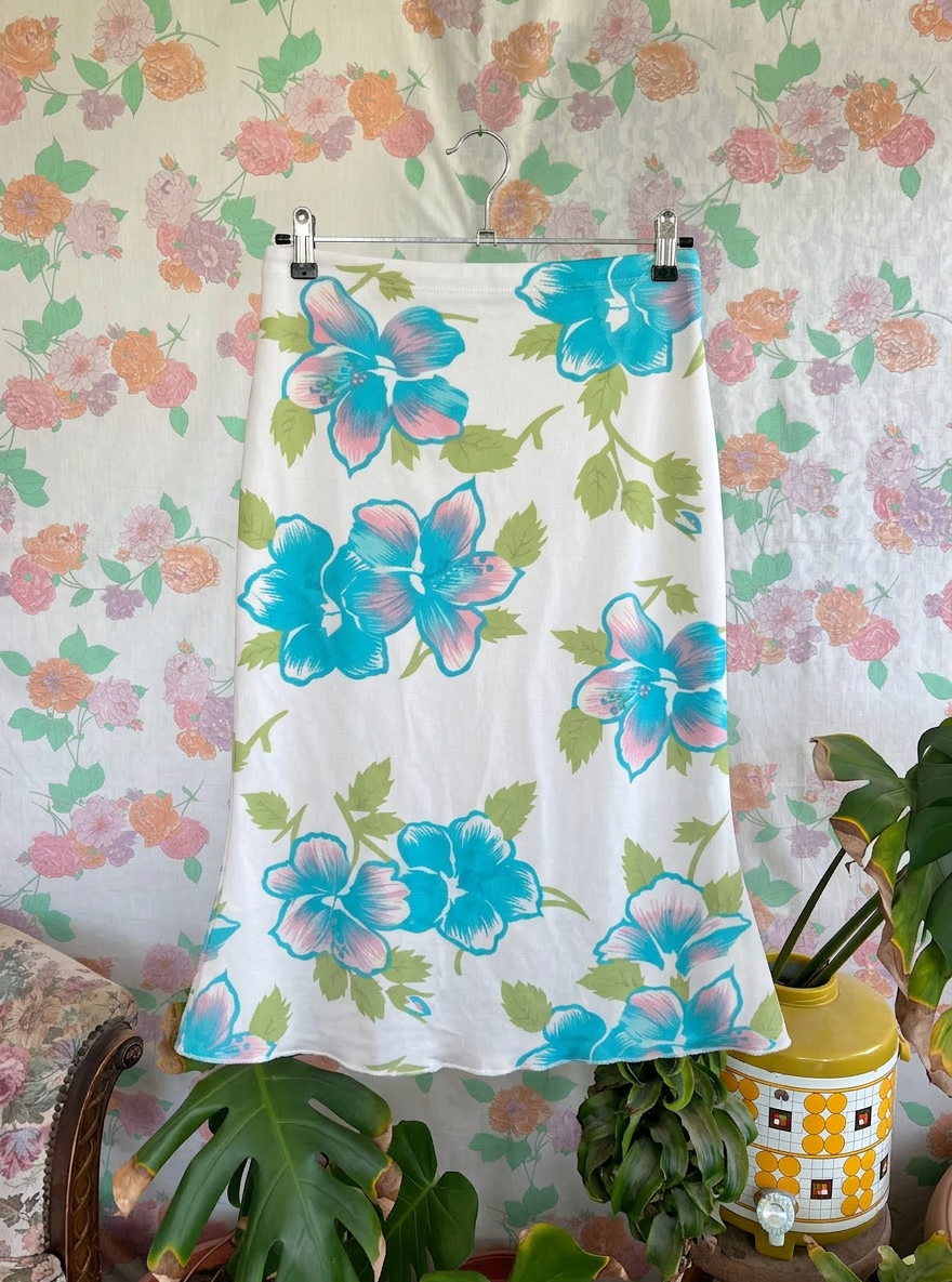 2000's Satin Floral Skirt