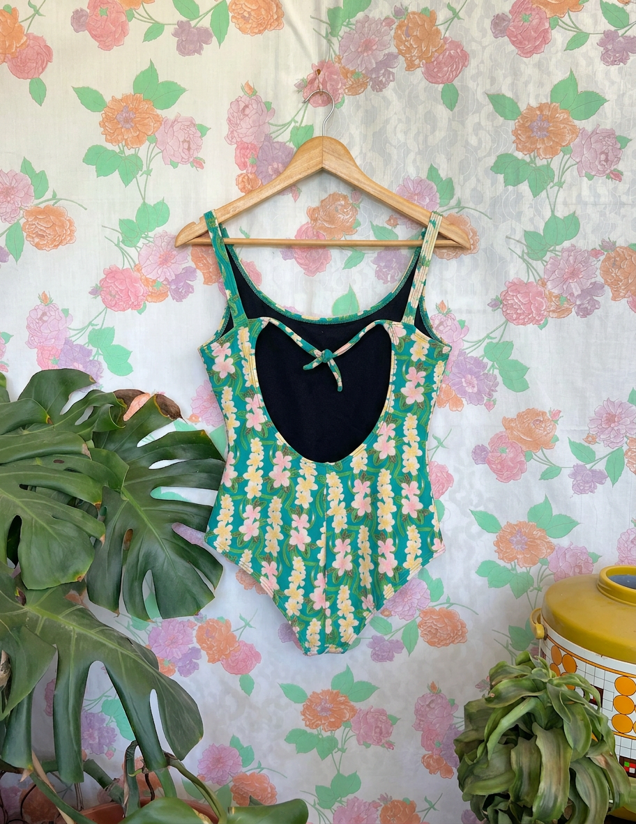 80's Green Garden Swimsuit