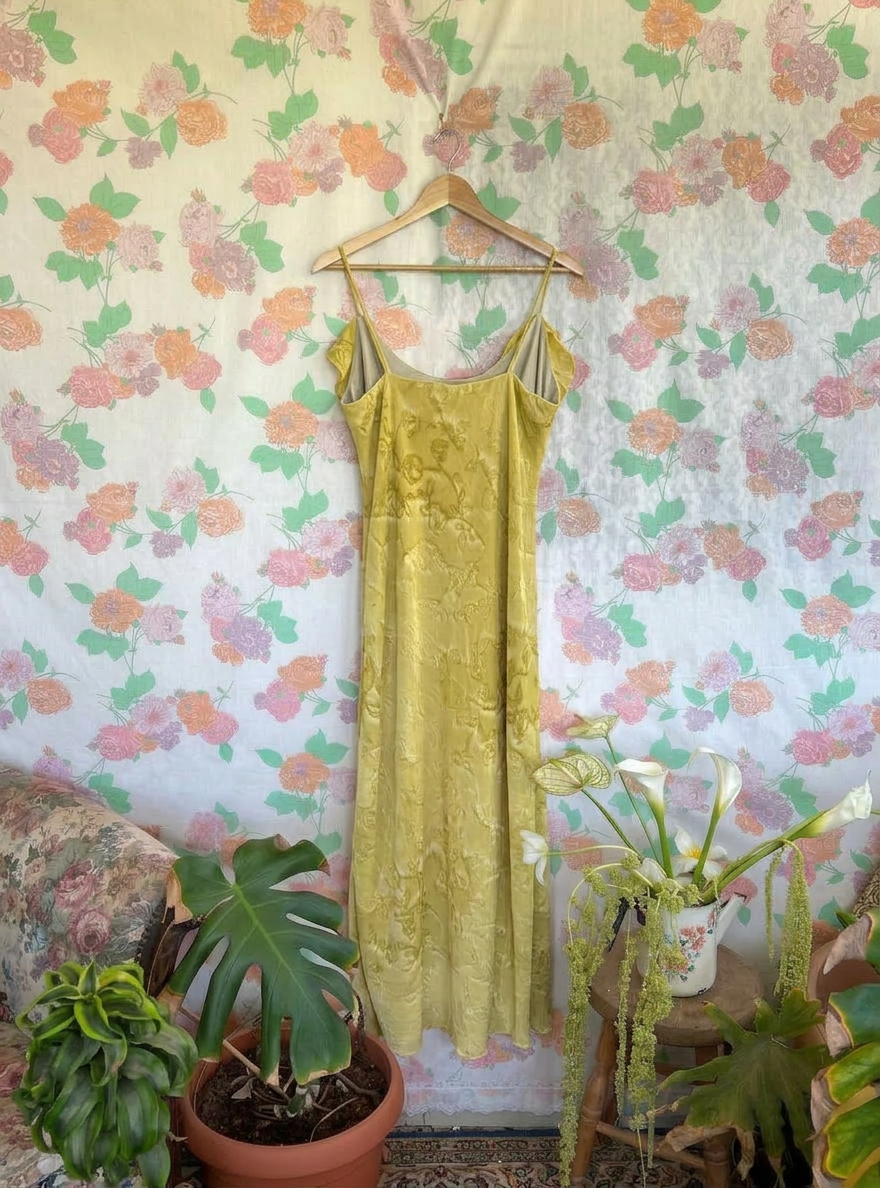 90's Flowy Yellow Vintage Dress
