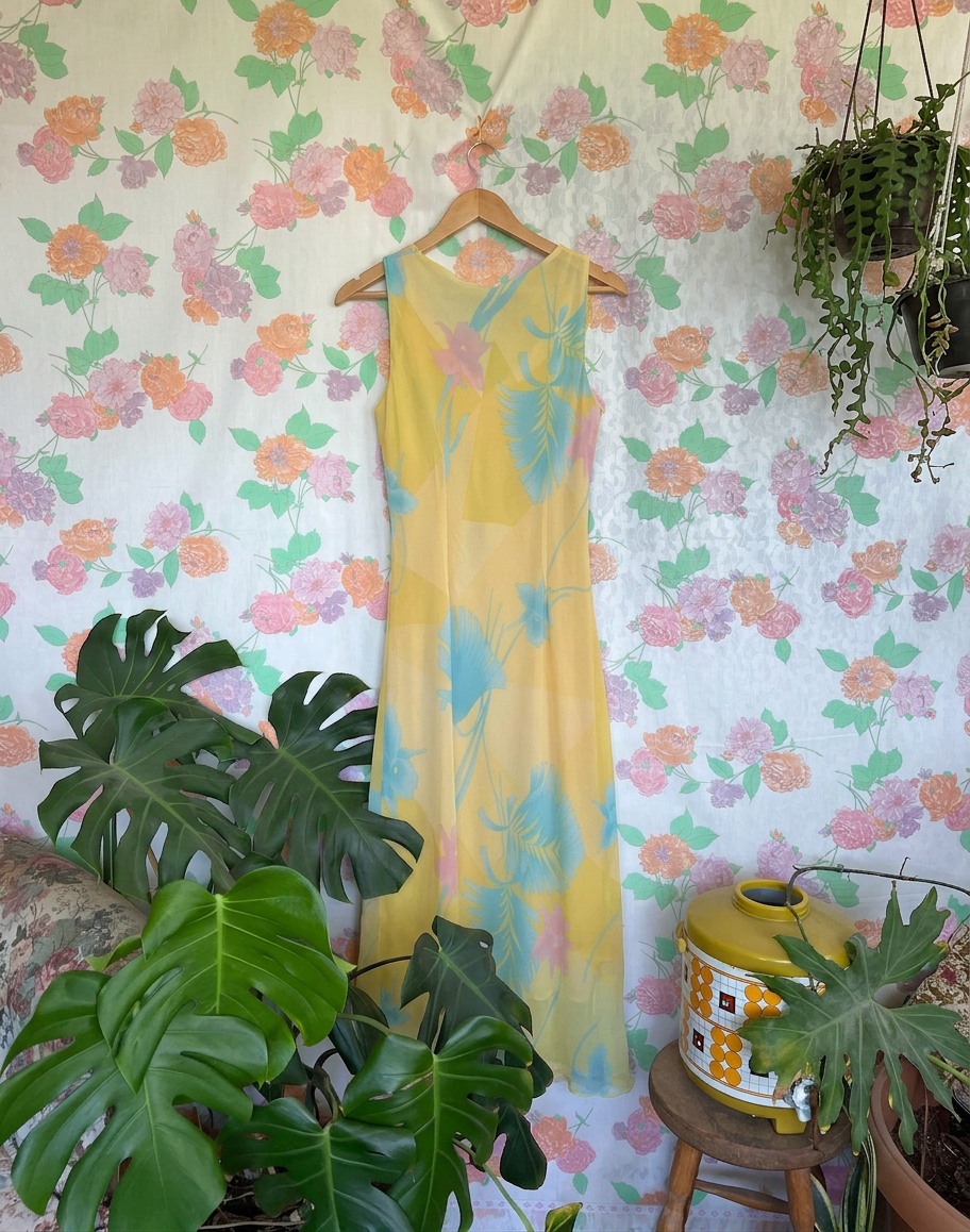 90's Yellow Floral Dress