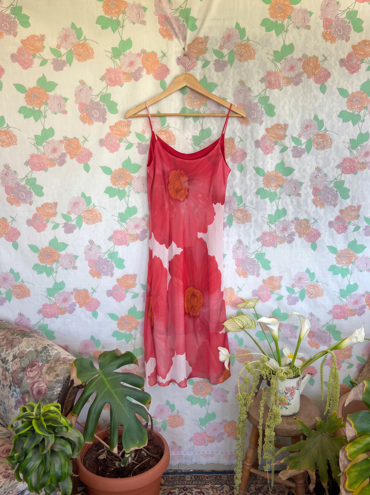 90’s Red Floral Dress