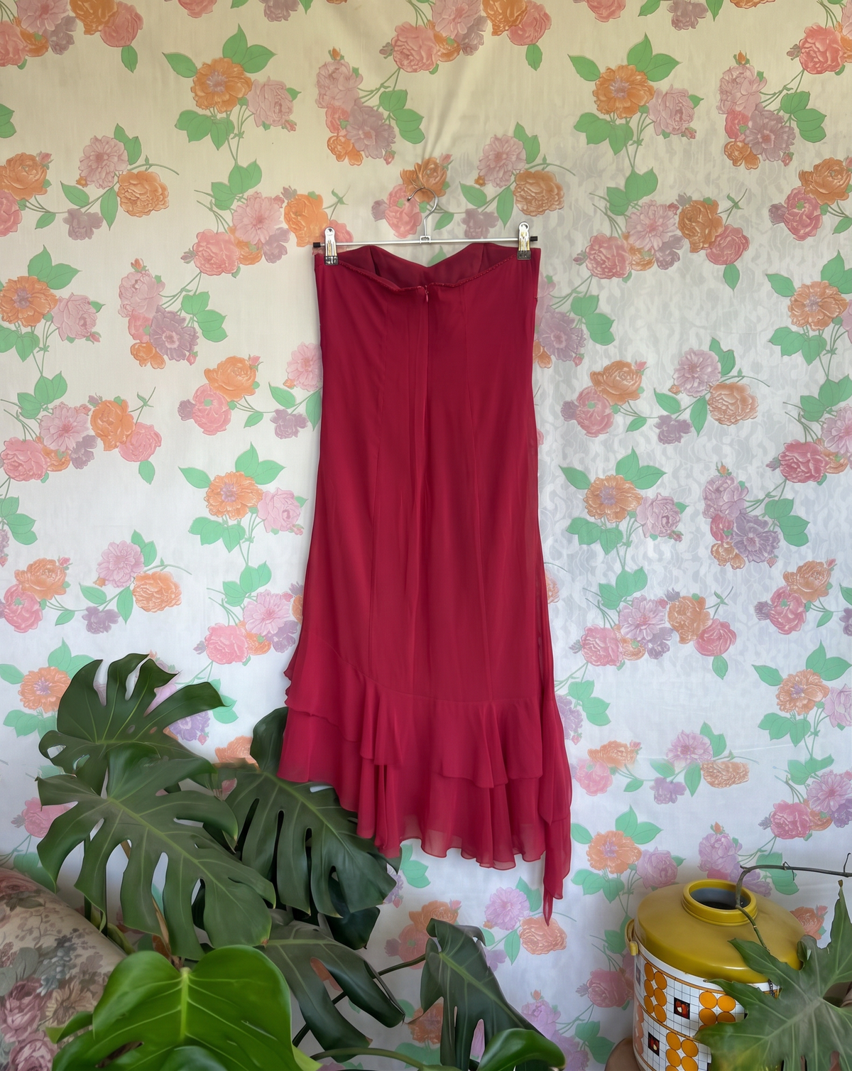 2000’s Cherry Red Strapless Evening Dress