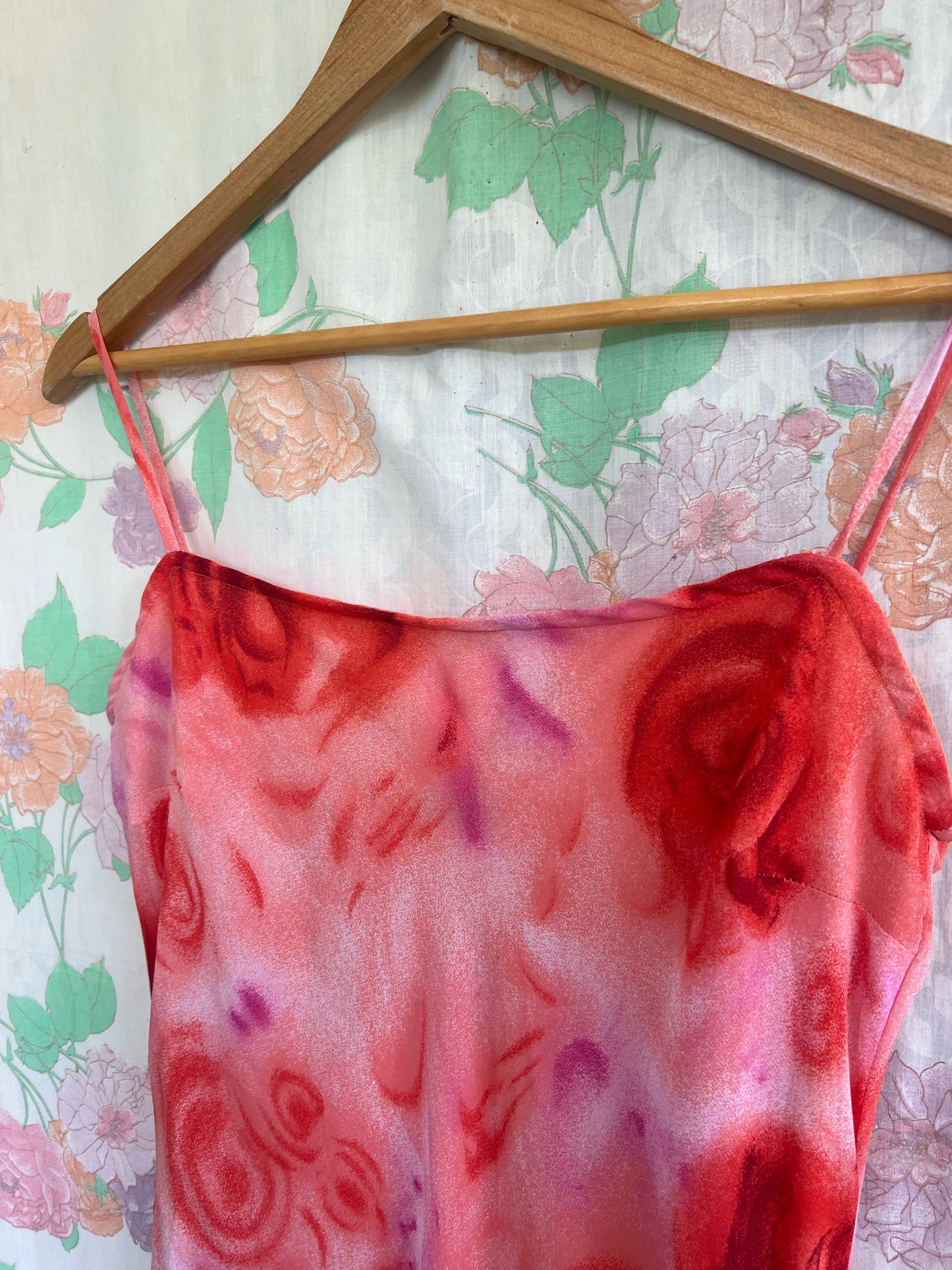 90's Pink Roses Slip Dress