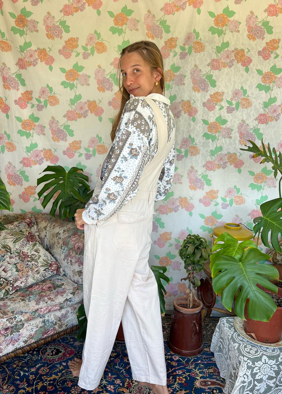 אוברול כותנה בצבע קרם משנות ה-90