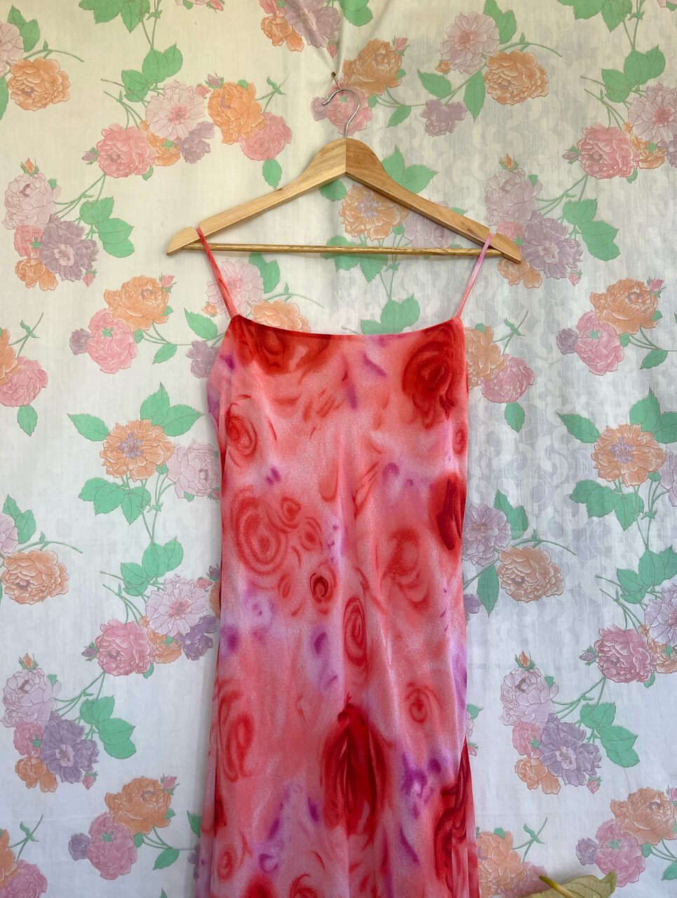 90's Pink Roses Slip Dress