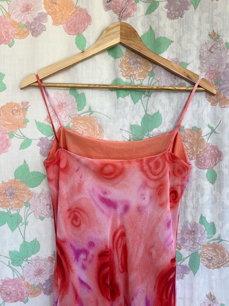 90's Pink Roses Slip Dress