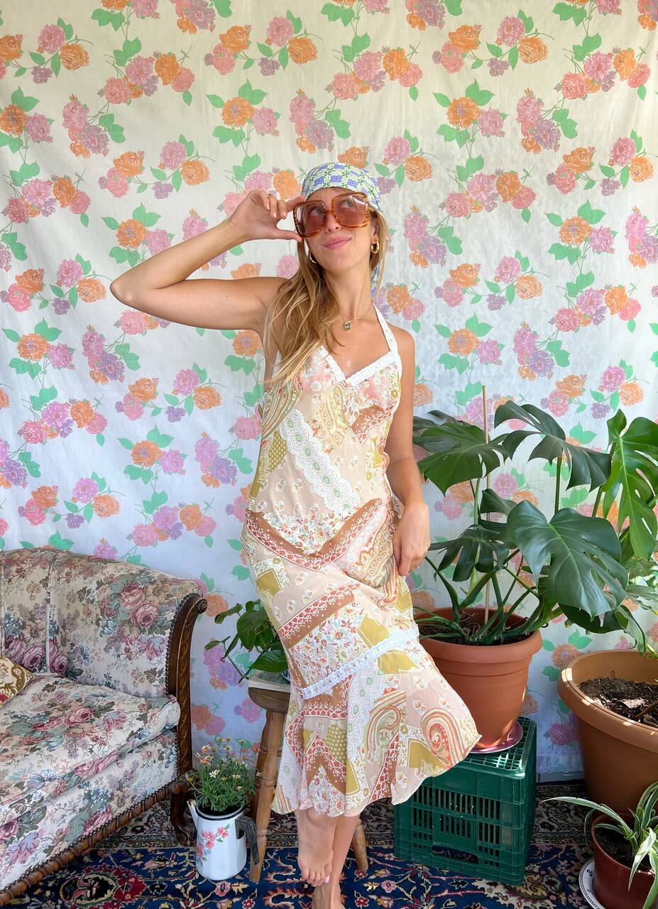 90's Boho Printed Dress