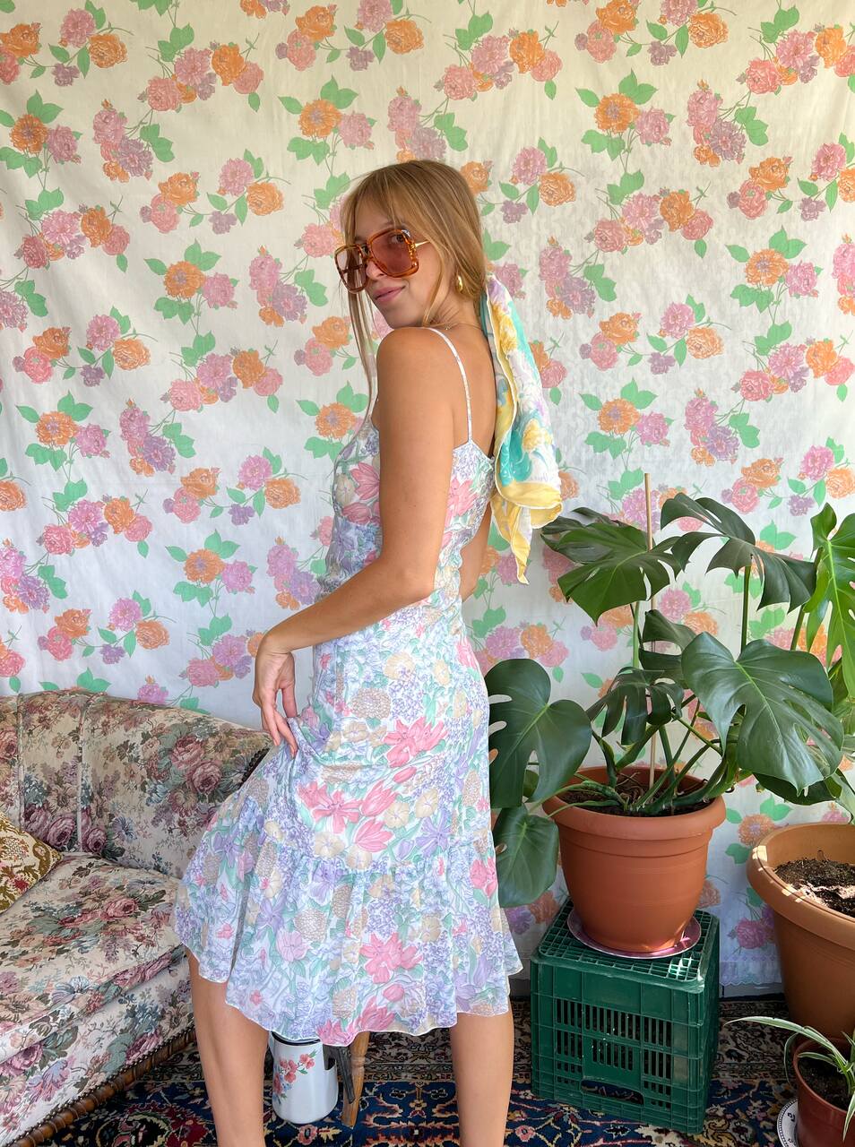 Flower Printed Midi Dress
