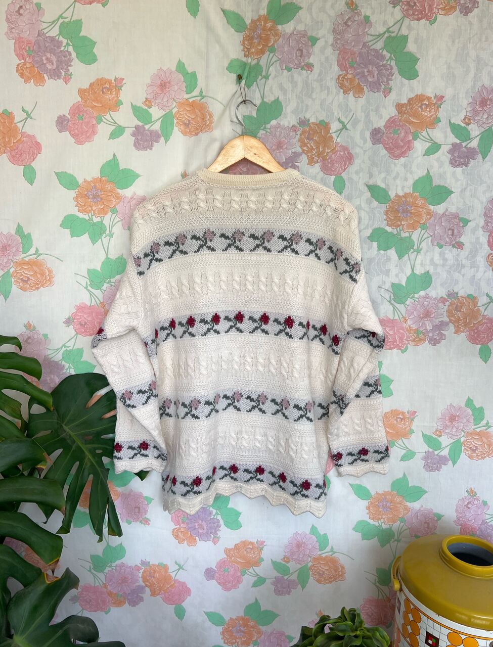 90's Flower Printed Sweater