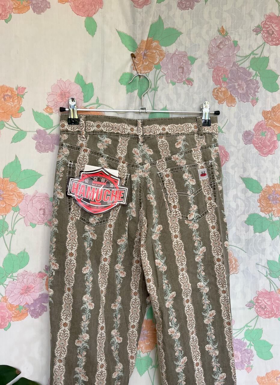 90’s Green Striped Hamuche Pants - with the tag!