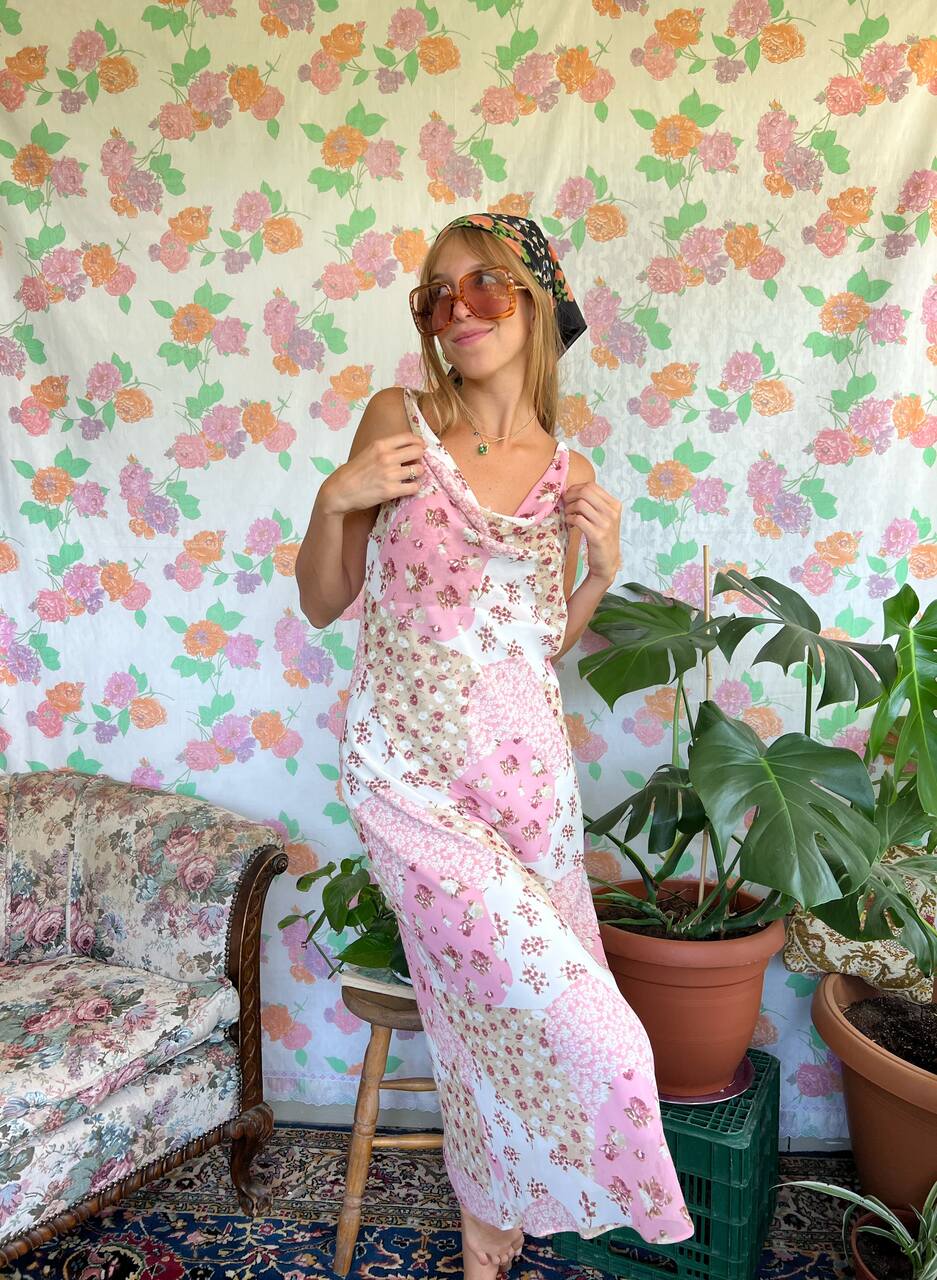90's Patchwork-Print Dress