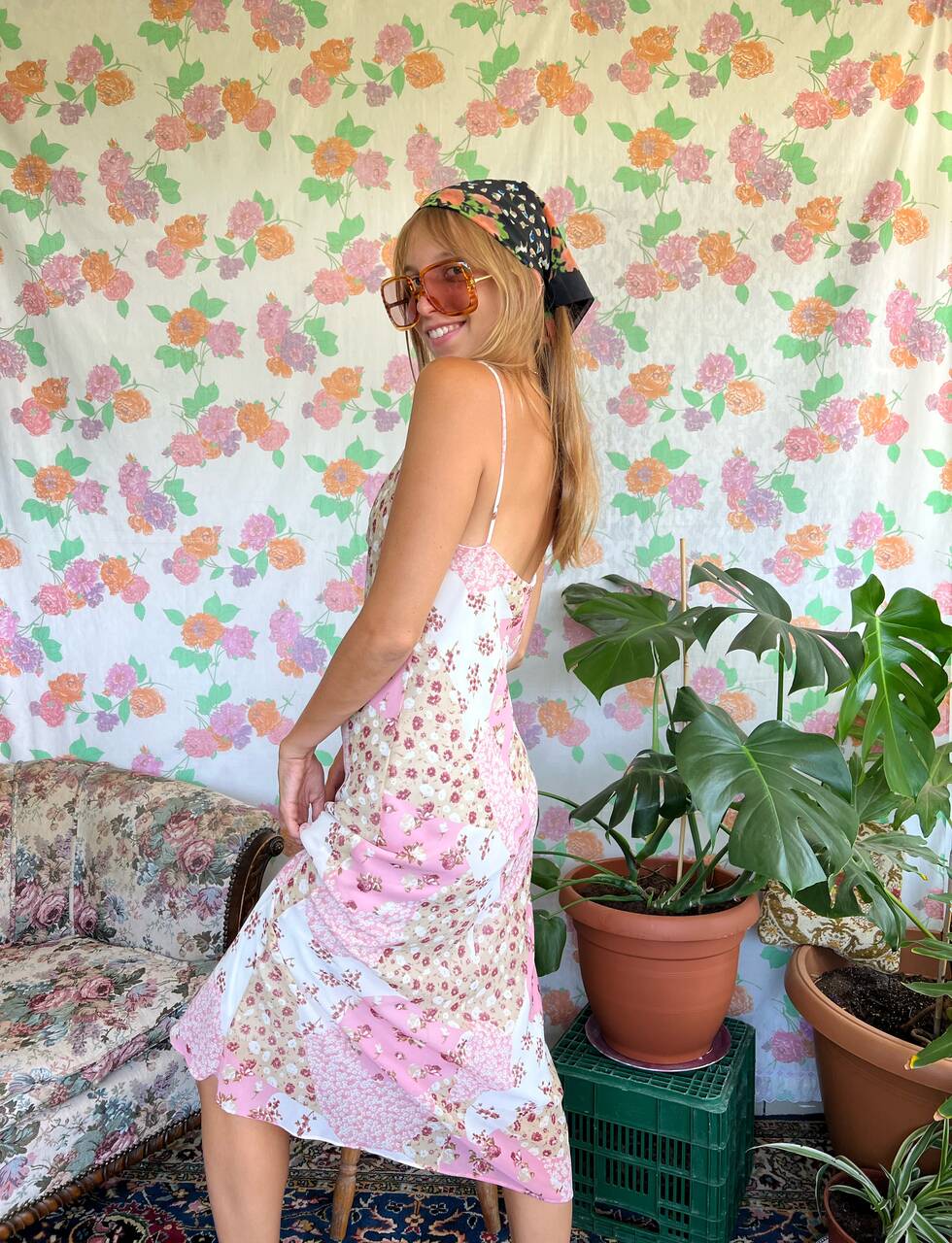90's Patchwork-Print Dress