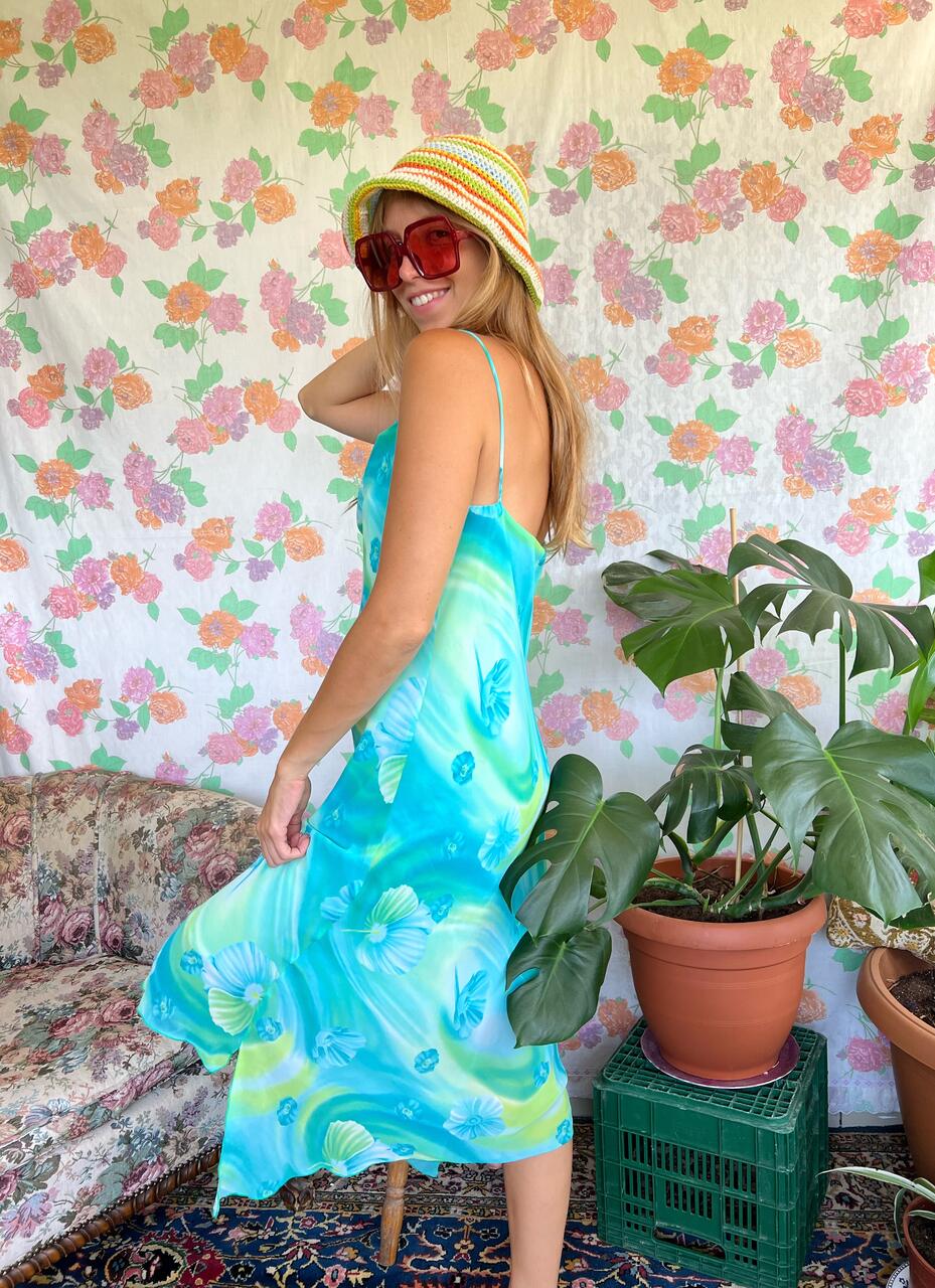 90's Tourquise Slip Dress