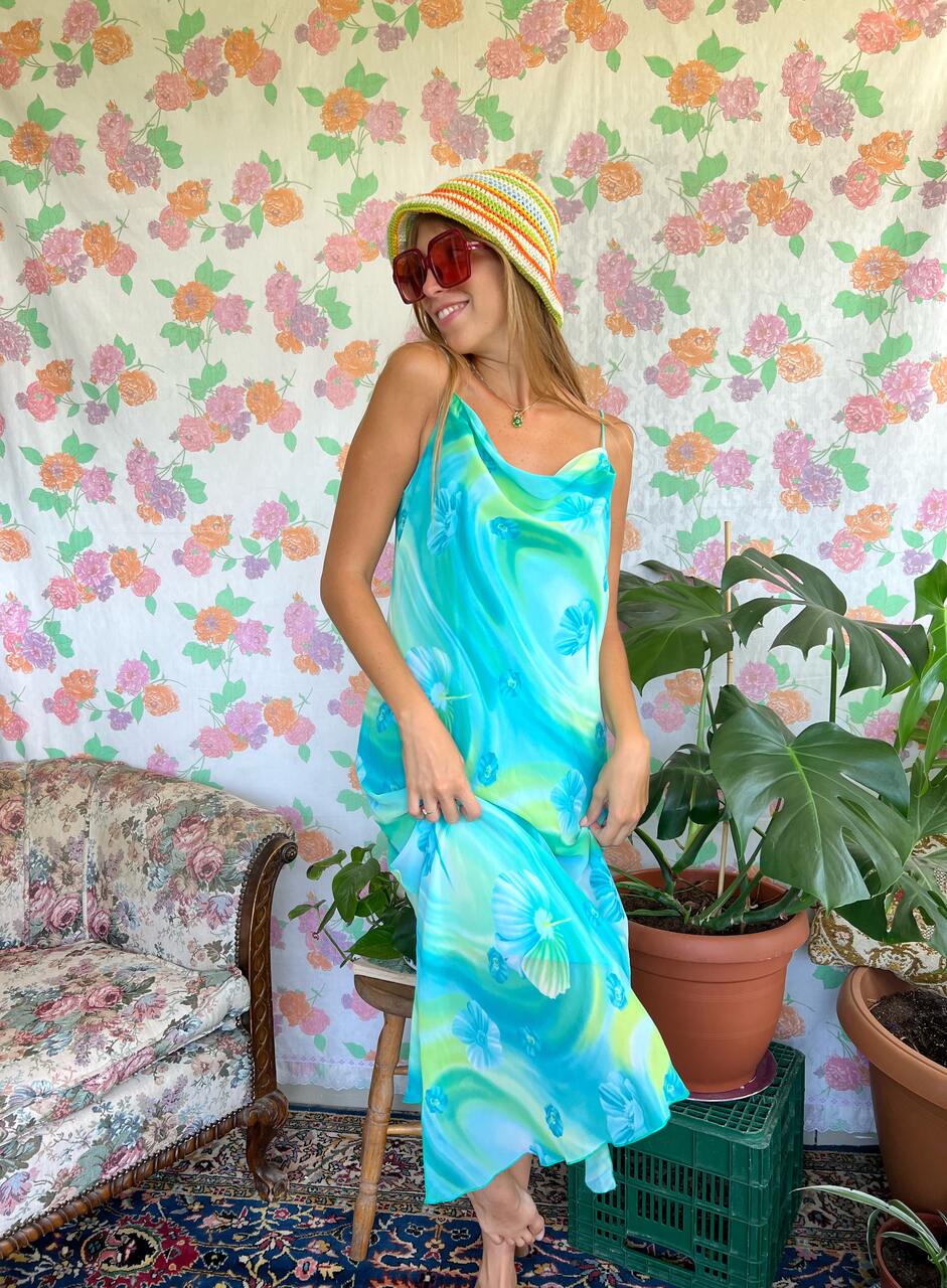 90's Tourquise Slip Dress