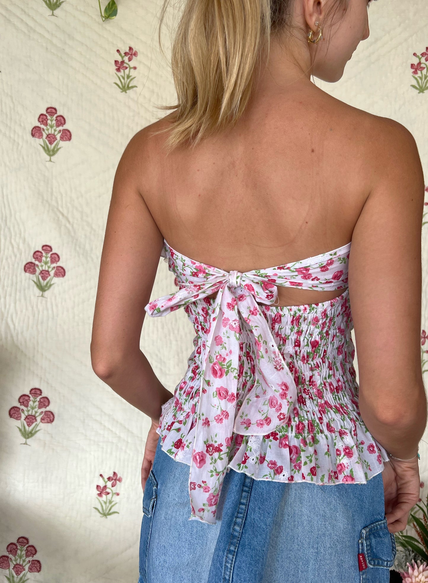 Floral Ruffle Cropped Top