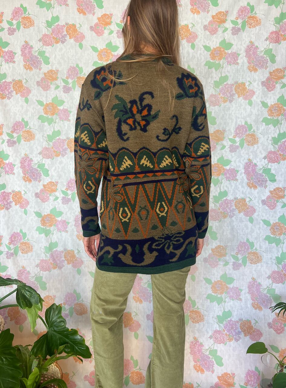 90's Long Printed Sweater