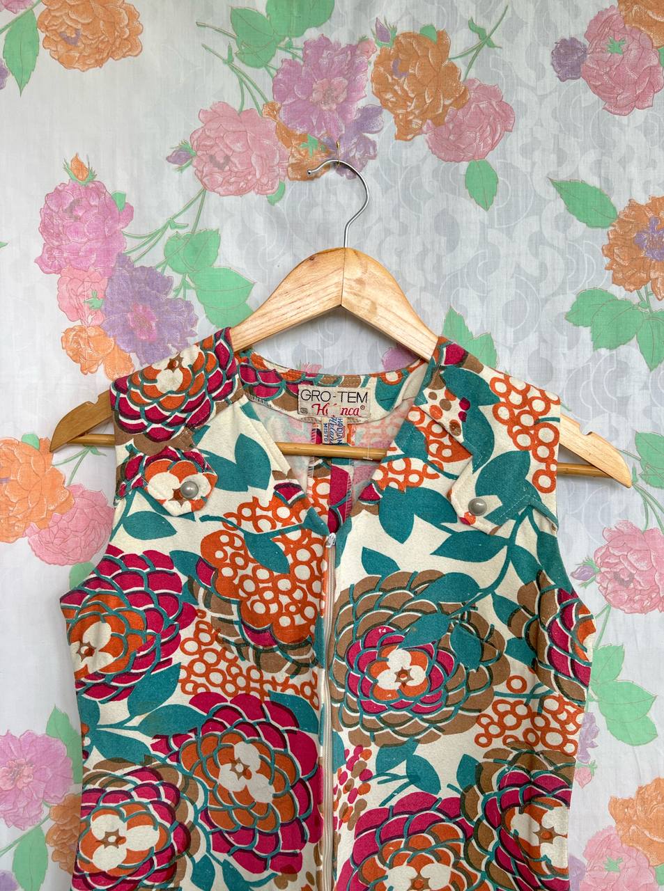 80's Textured Printed Jumpsuit
