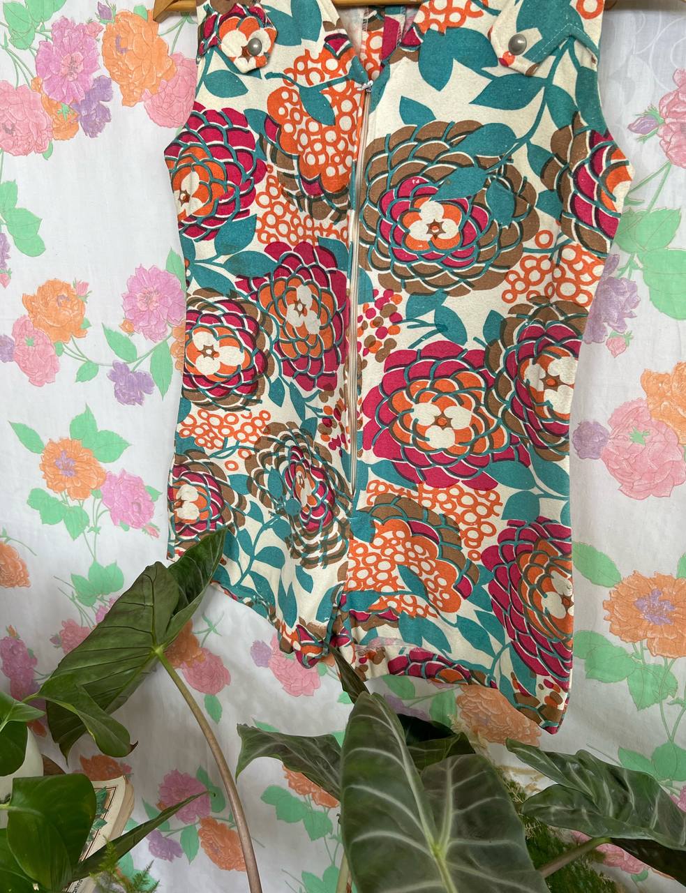 80's Textured Printed Jumpsuit