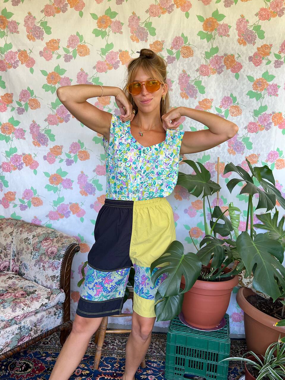 Vintage High Waist Nylon Bermuda